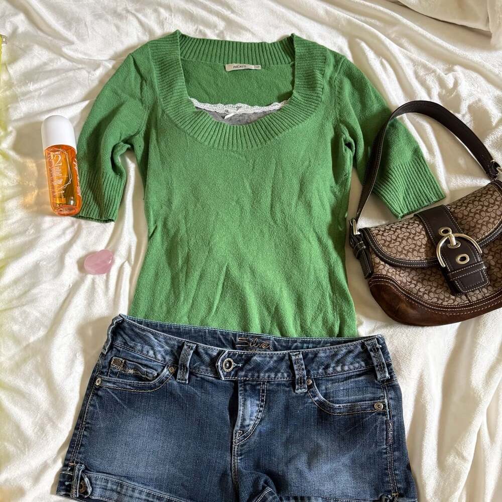 Ricki's Green Ribbed Knit Scoop Neck Top